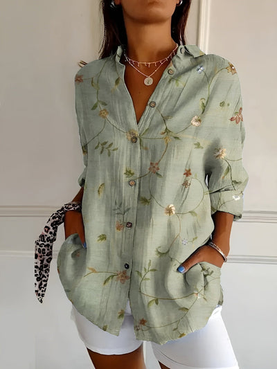 FAITH | FLORAL BUTTON-UP BLOUSE WITH FLATTERING TUMMY COVERAGE