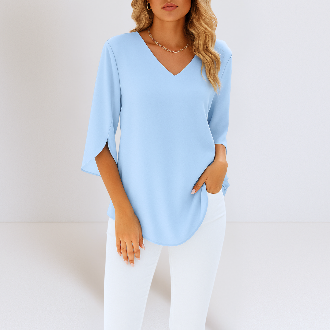 LARA | ELEGANT V-NECK BLOUSE WITH FLOWING TUMMY COVERAGE