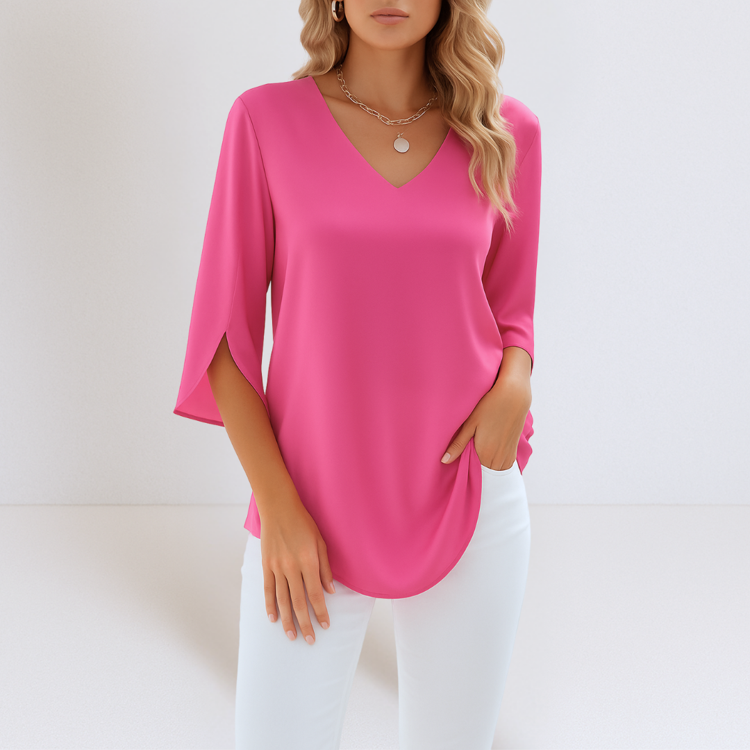 LARA | ELEGANT V-NECK BLOUSE WITH FLOWING TUMMY COVERAGE