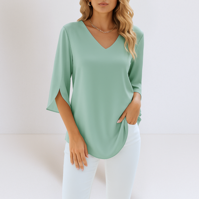 LARA | ELEGANT V-NECK BLOUSE WITH FLOWING TUMMY COVERAGE