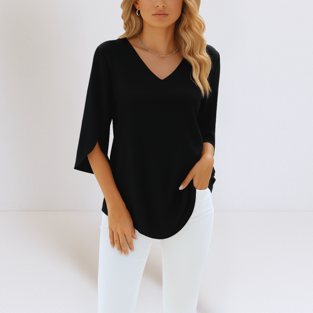 LARA | ELEGANT V-NECK BLOUSE WITH FLOWING TUMMY COVERAGE