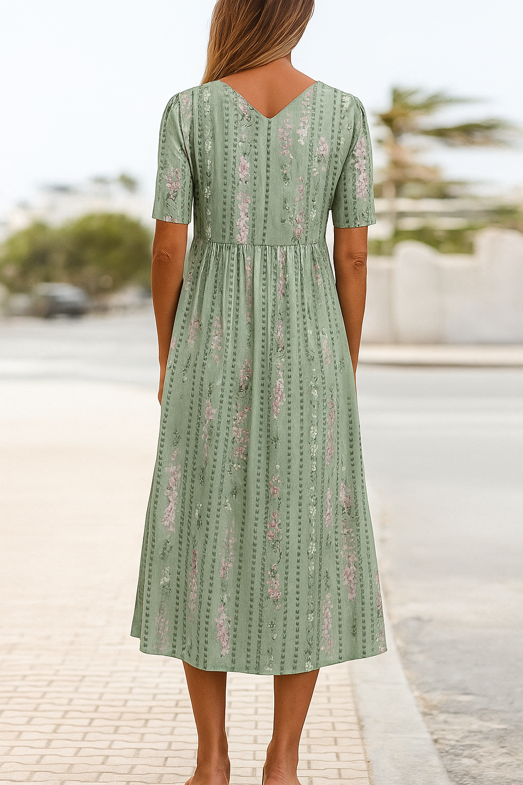 MARY | BOTANICAL MIDI DRESS WITH FLATTERING TUMMY COVERAGE