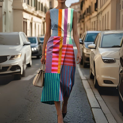 MATILDA – ART-INSPIRED GEOMETRIC DRESS WITH FLATTERING TUMMY COVERAGE