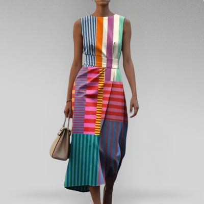 MATILDA – ART-INSPIRED GEOMETRIC DRESS WITH FLATTERING TUMMY COVERAGE