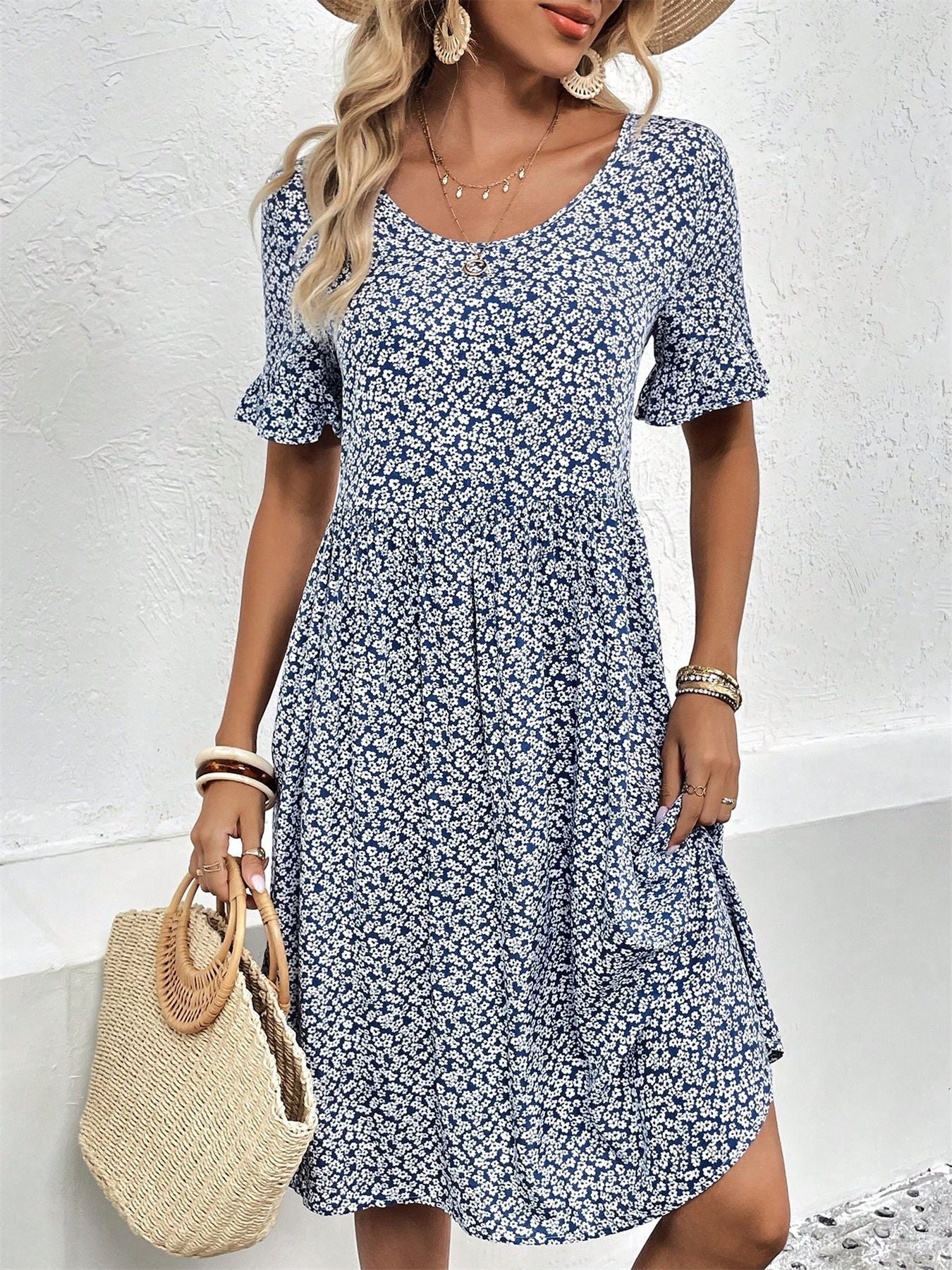 ELIZA | FLORAL PRINTED SUMMER DRESS WITH TUMMY COVERAGE