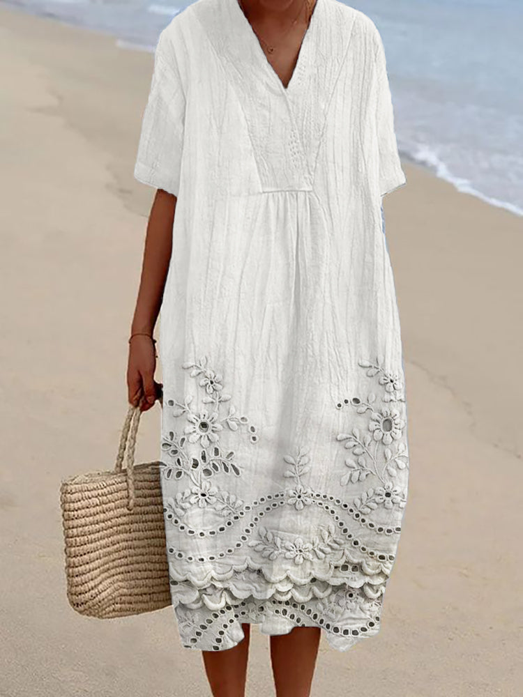 ROSIE - FLORAL MIDI DRESS WITH ELEGANT TUMMY-COVERAGE SILHOUETTE