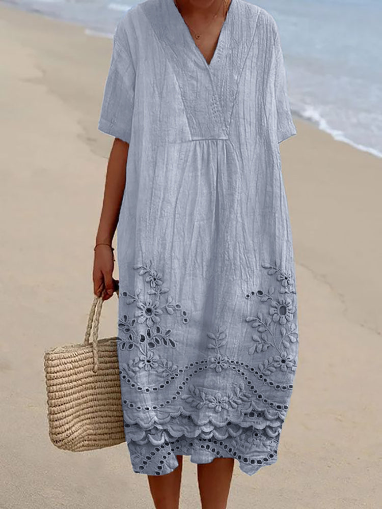 ROSIE - FLORAL MIDI DRESS WITH ELEGANT TUMMY-COVERAGE SILHOUETTE