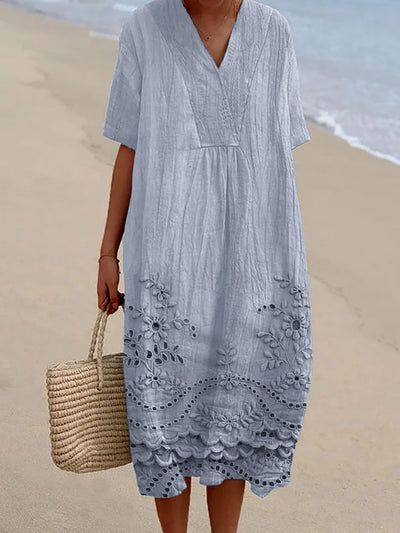 ROSIE - FLORAL MIDI DRESS WITH ELEGANT TUMMY-COVERAGE SILHOUETTE