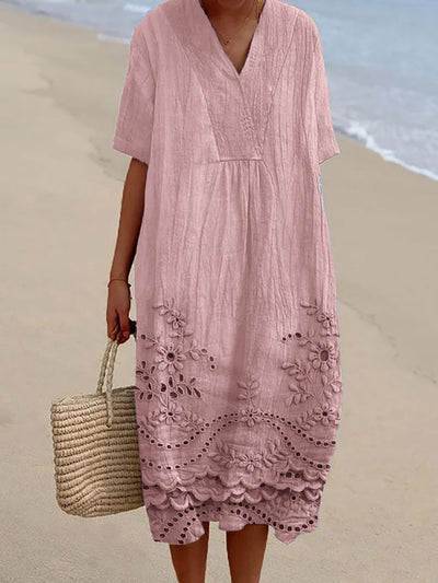 ROSIE - FLORAL MIDI DRESS WITH ELEGANT TUMMY-COVERAGE SILHOUETTE