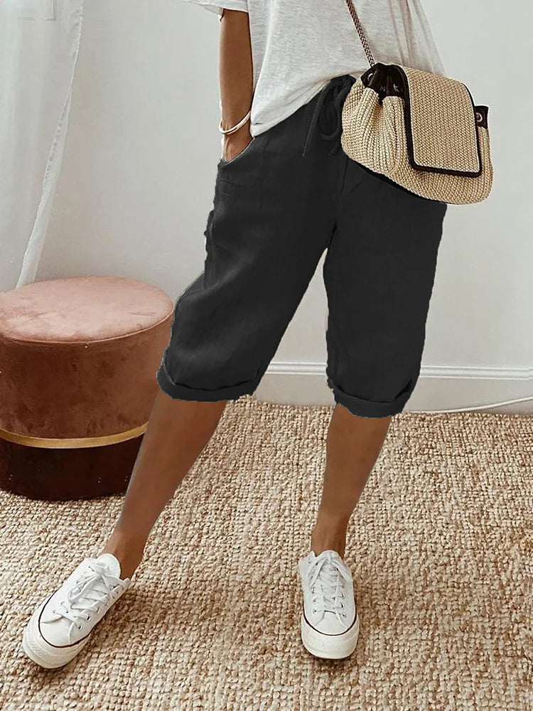 SIENNA | RELAXED LINEN-COTTON SHORTS WITH ADJUSTABLE WAIST