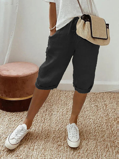 SIENNA | RELAXED LINEN-COTTON SHORTS WITH ADJUSTABLE WAIST