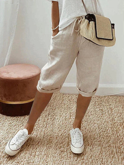 SIENNA | RELAXED LINEN-COTTON SHORTS WITH ADJUSTABLE WAIST