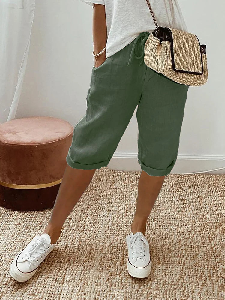 SIENNA | RELAXED LINEN-COTTON SHORTS WITH ADJUSTABLE WAIST