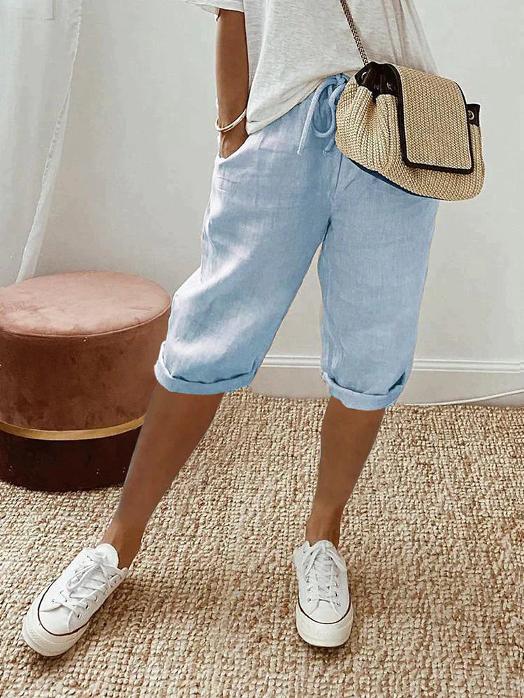 SIENNA | RELAXED LINEN-COTTON SHORTS WITH ADJUSTABLE WAIST