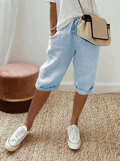 SIENNA | RELAXED LINEN-COTTON SHORTS WITH ADJUSTABLE WAIST